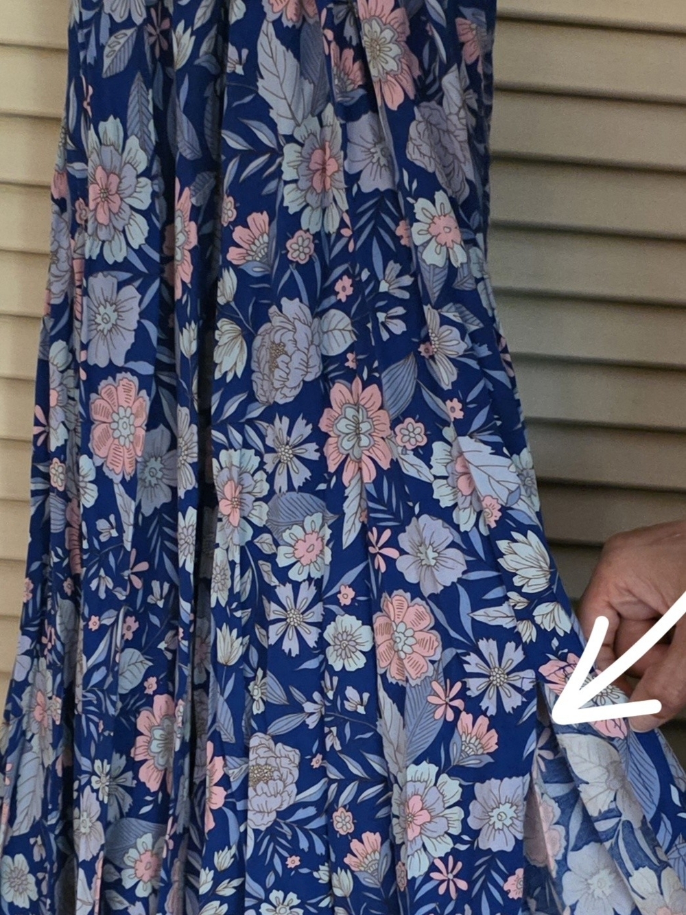 Blue Floral Maxi Dress with Pink Accents - Picture 8 of 10